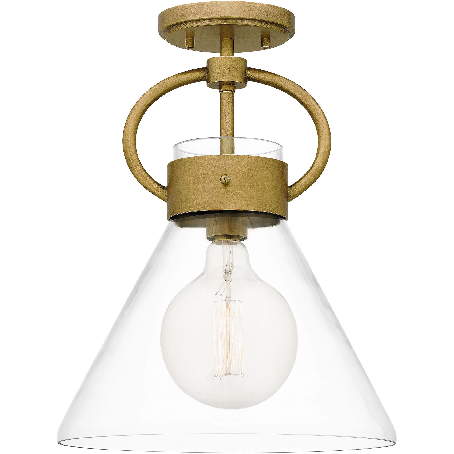 Webster 1 Light 12 inch Weathered Brass Semi-Flush Mount Ceiling Light