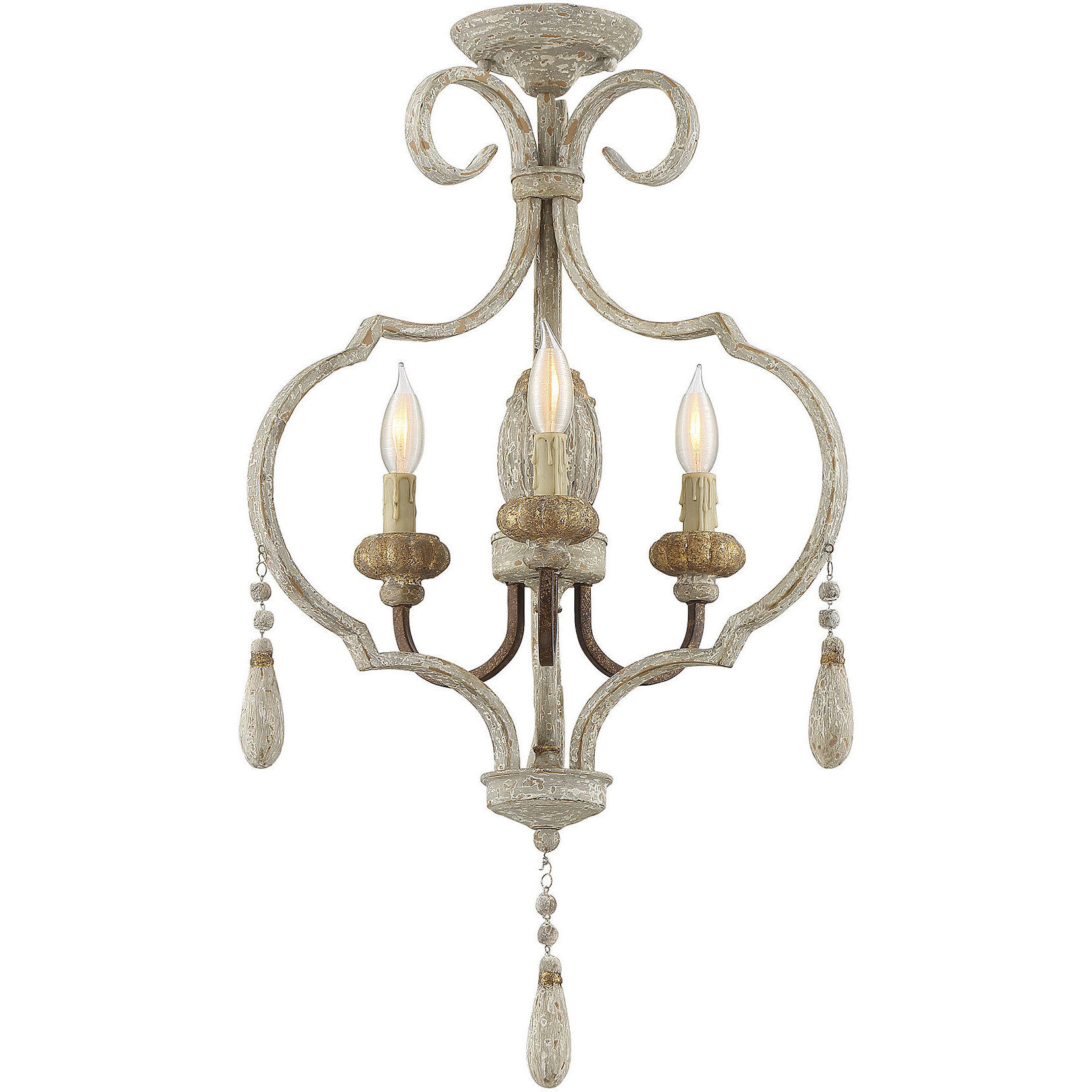 Dauphin 3 Light 18.75 inch Avignon Convertible Semi-Flush or Pendant Ceiling Light