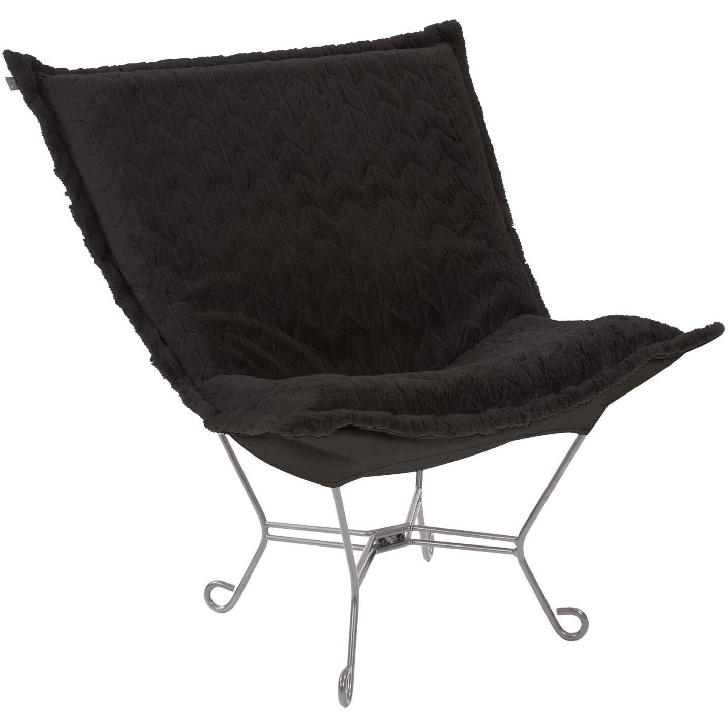 Puff Angora Ebony Scroll Chair with Cover