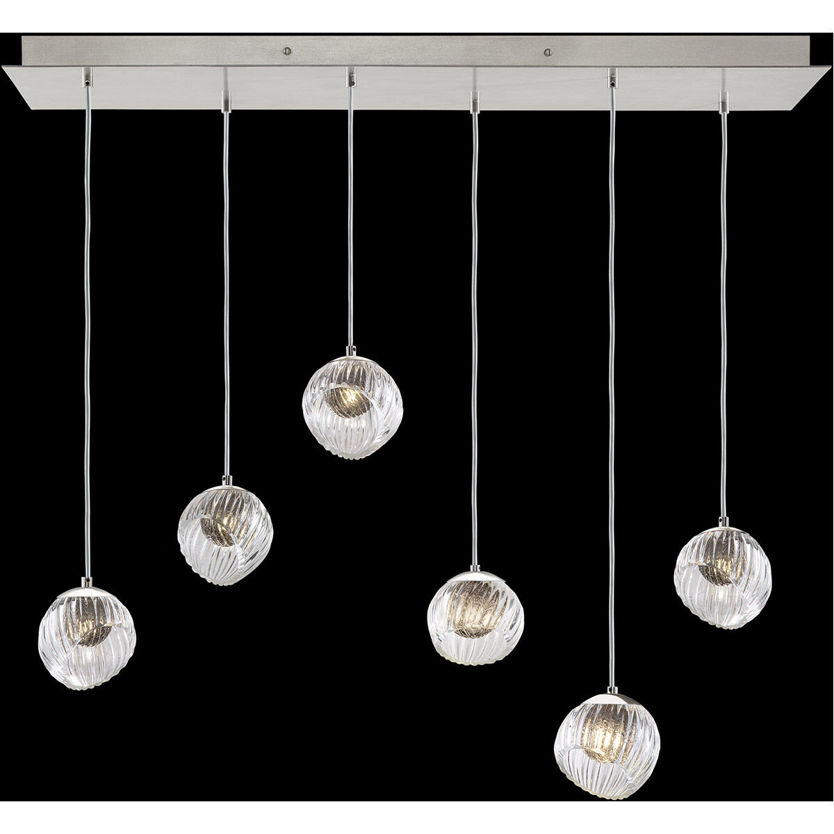 Nest Pendant Ceiling Light in Silver, Smokey Quartz Studio Glass