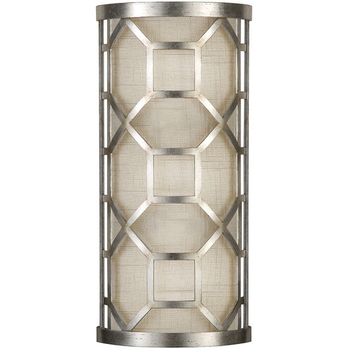 Allegretto Wall Sconce Wall Light in Silver, White Textured Linen