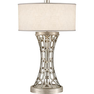Allegretto 32 inch 150.00 watt Silver Table Lamp Portable Light in White Textured Linen