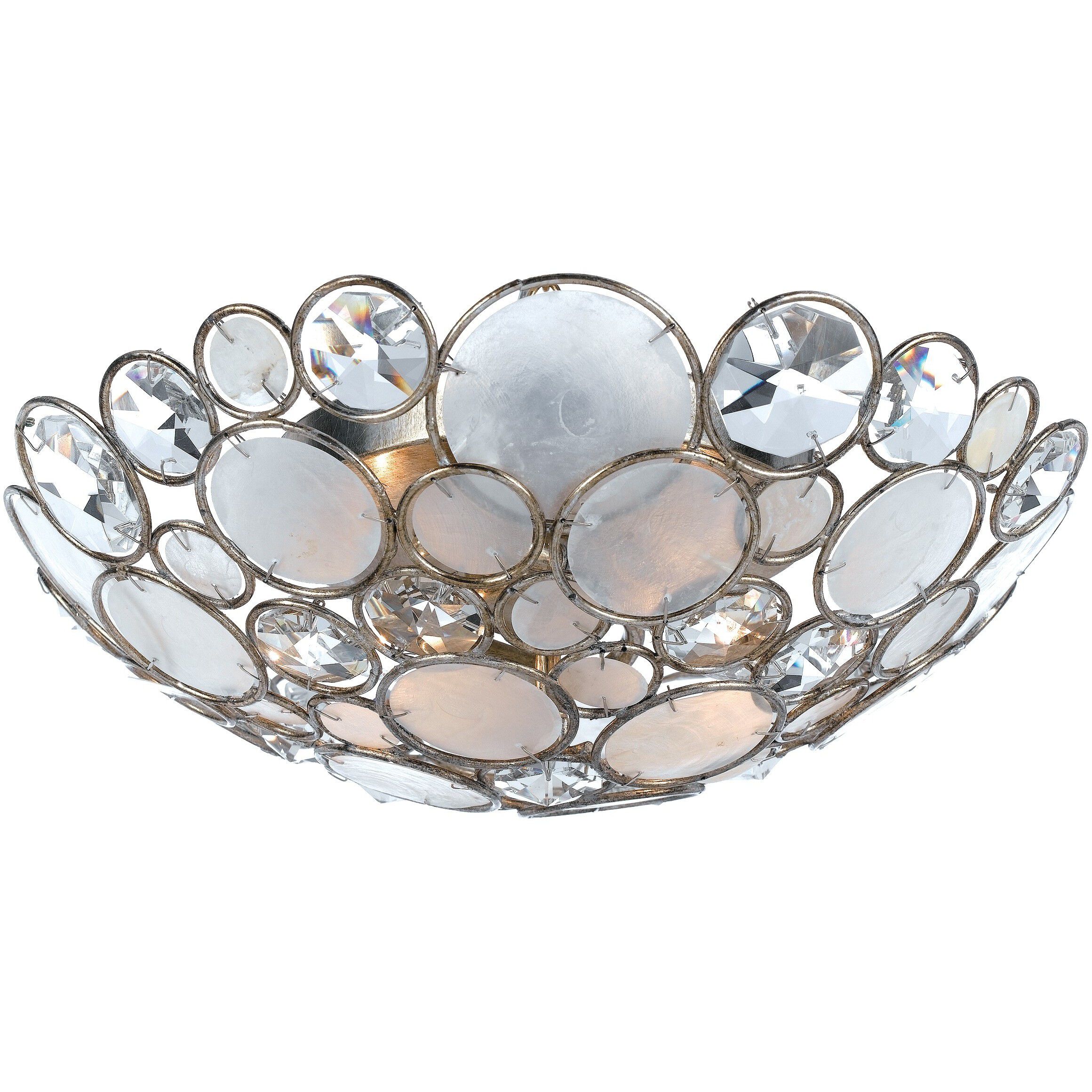 Palla 3 Light 16 inch Antique Silver Semi Flush Ceiling Light