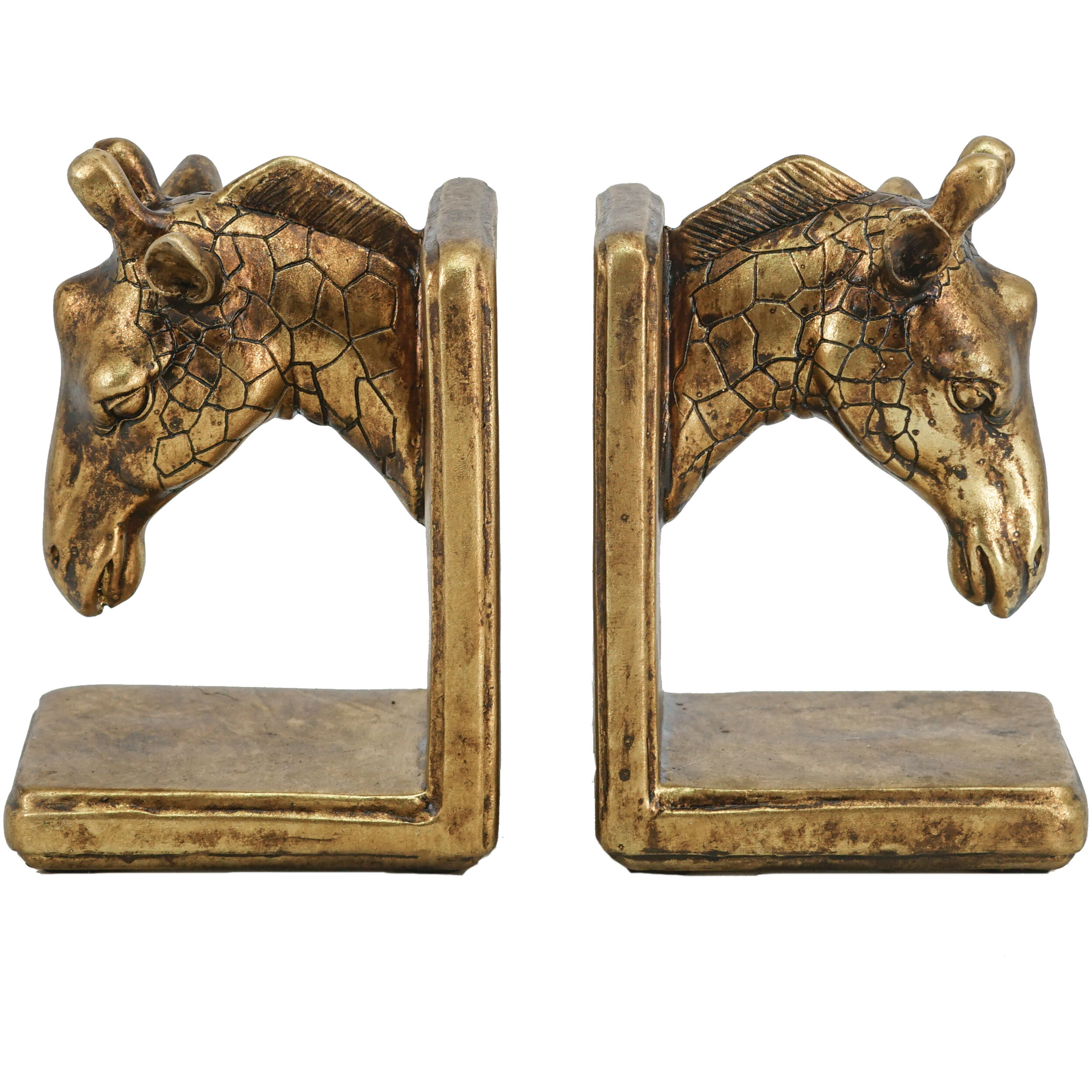 Giraffe 4.6 X 4.1 inch Black and Gold Bookends