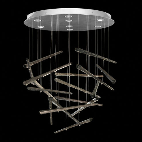 Elevate LED 34 inch Silver Leaf Pendant Ceiling Light in Meteorite Spires Studio Glass
