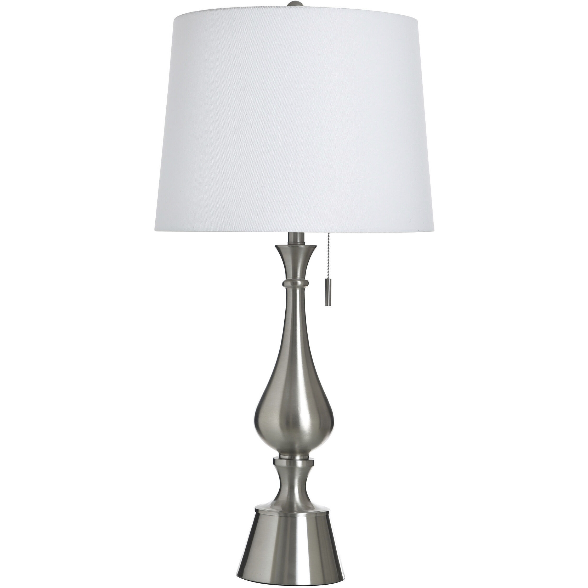 Steel 33 inch 100 watt Brushed Steel and White Table Lamp Portable Light