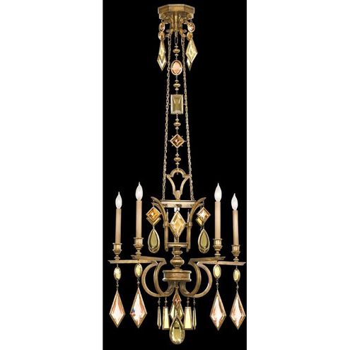 Encased Gems 5 Light 27 inch Gold Chandelier Ceiling Light in Multi-Colored Crystal