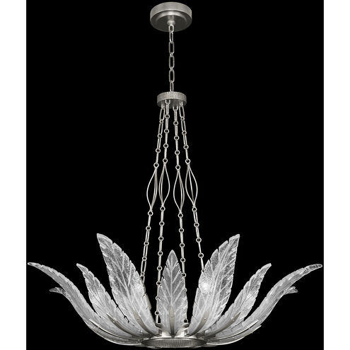 Plume 8 Light 39 inch Silver Pendant Ceiling Light in White Feathers Studio Glass
