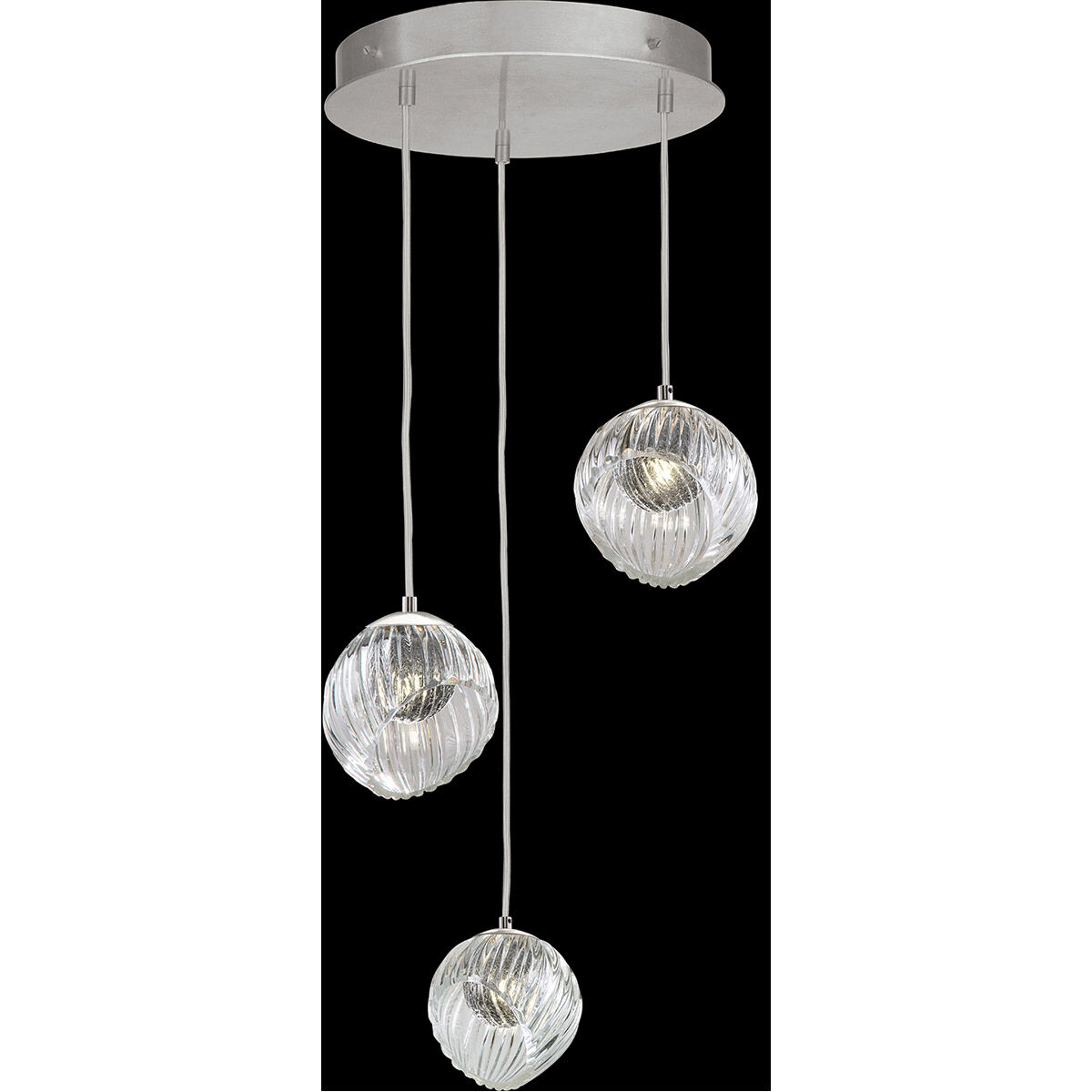Nest Pendant Ceiling Light in Silver, Smokey Quartz Studio Glass