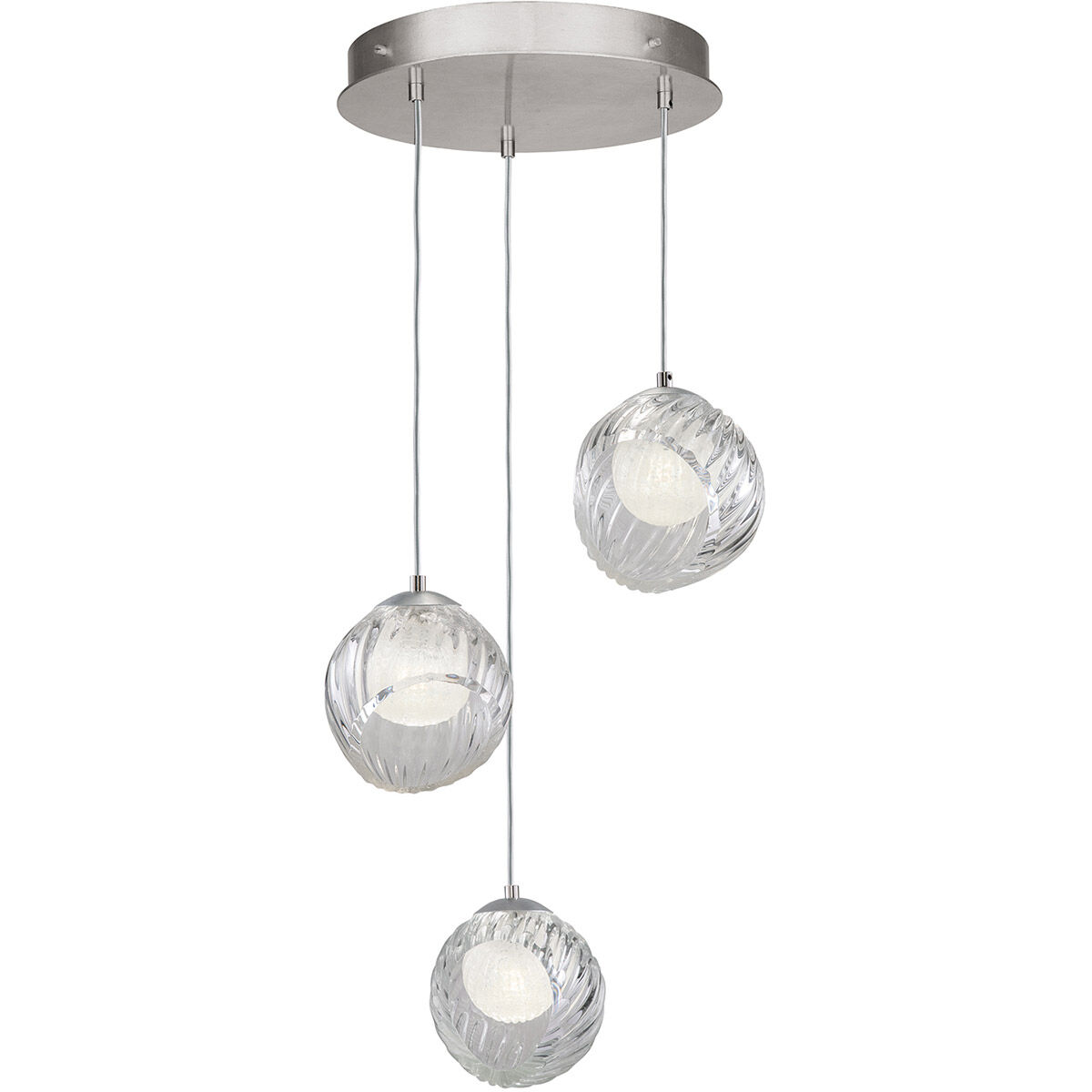 Nest Pendant Ceiling Light in Silver, Amber Studio Glass