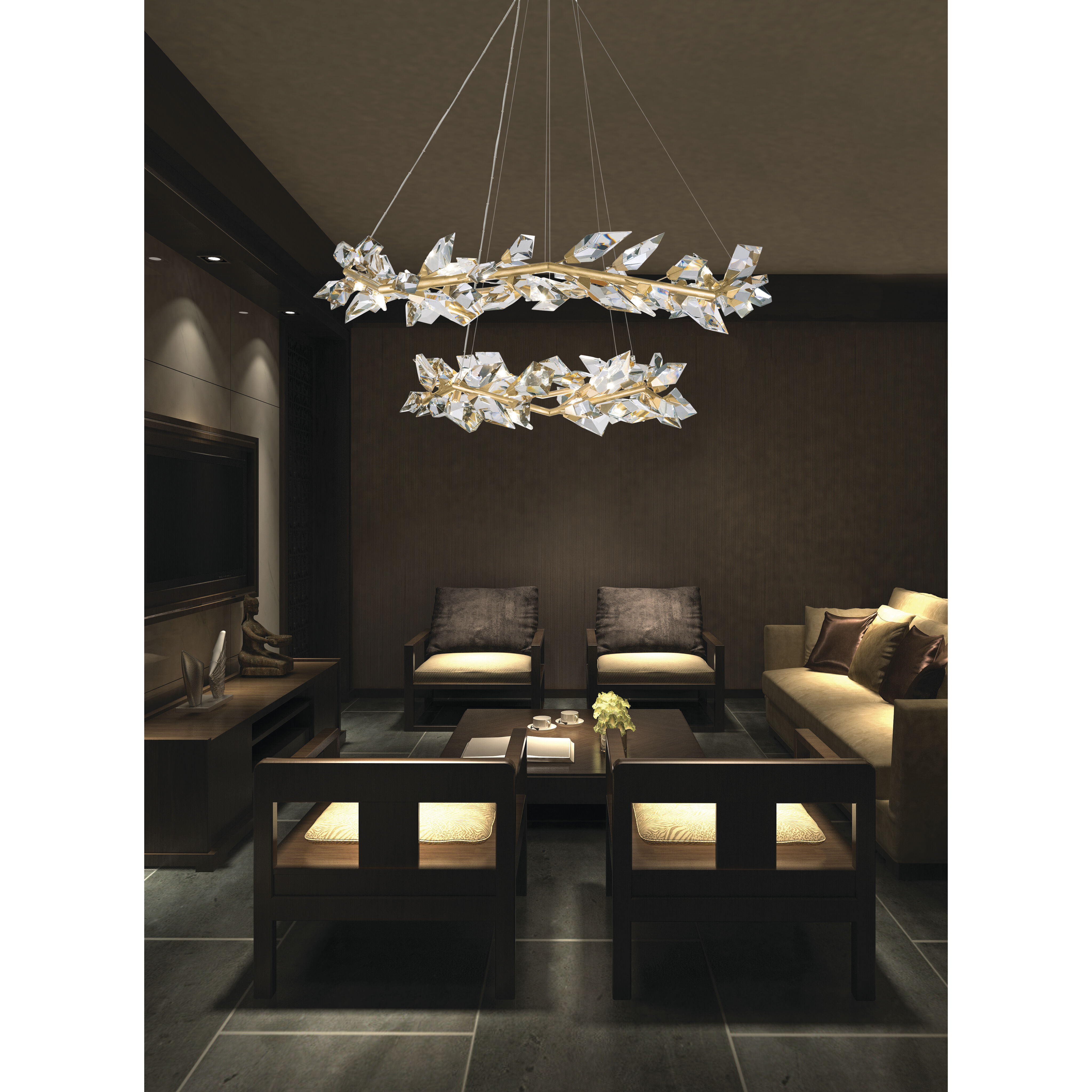 Foret 20 Light 55 inch Gold Pendant Ceiling Light