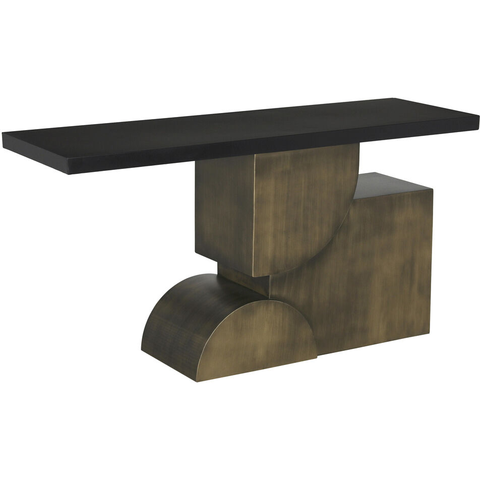 Couture 60 X 18 inch Matte Black and Aged Brass Console