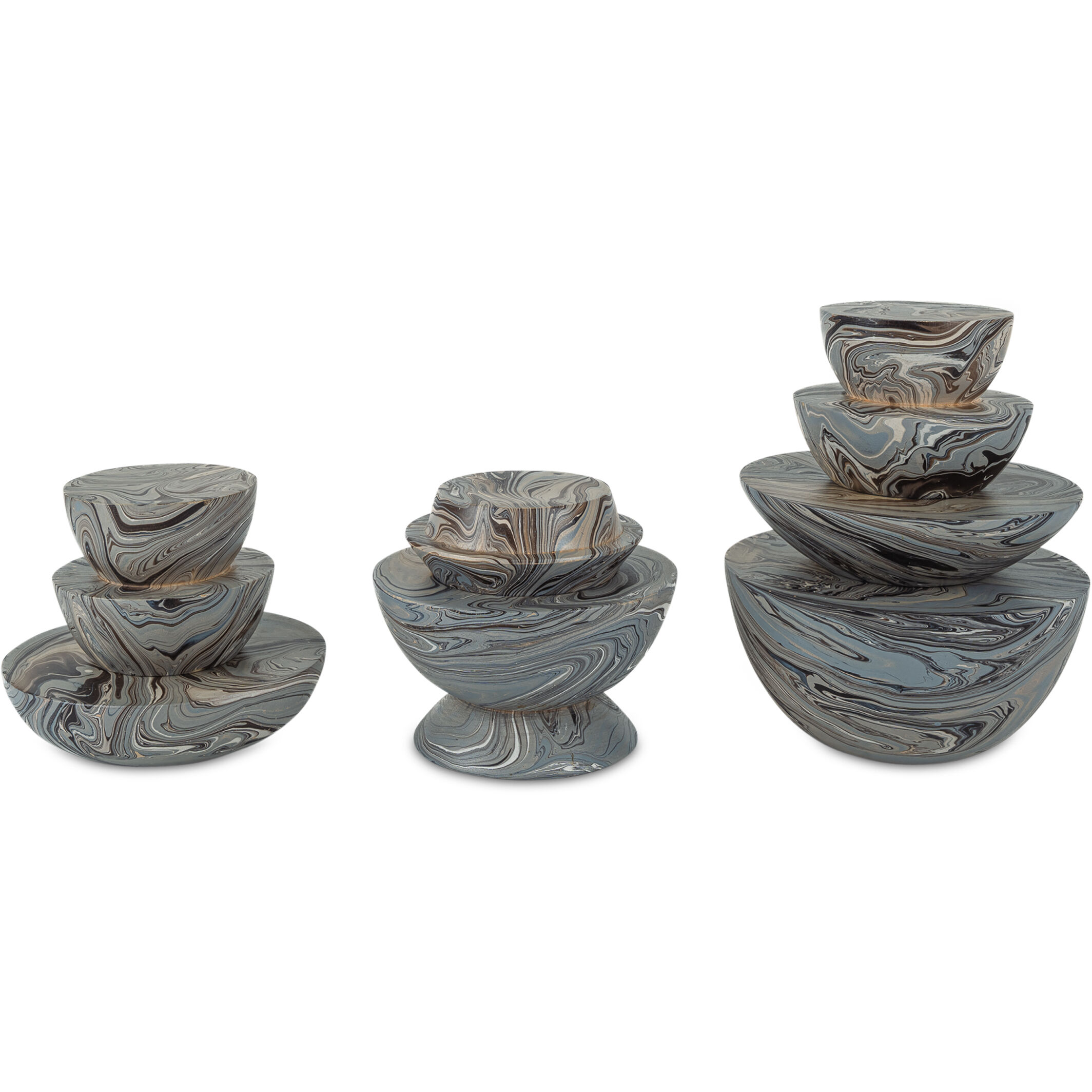 Marbleized Marbleized Gray Stacking Box, Set of 3
