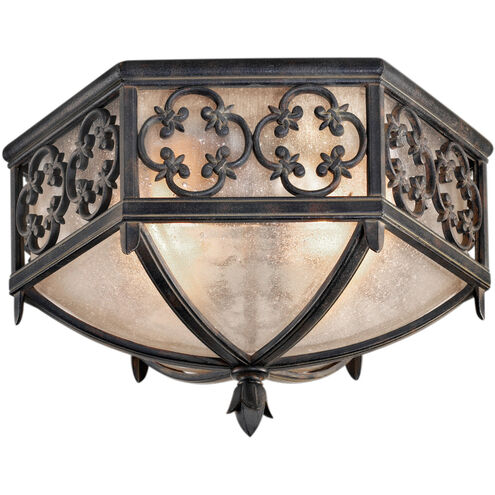 Costa del Sol 2 Light 16 inch Wrought Iron Outdoor Flush Mount 