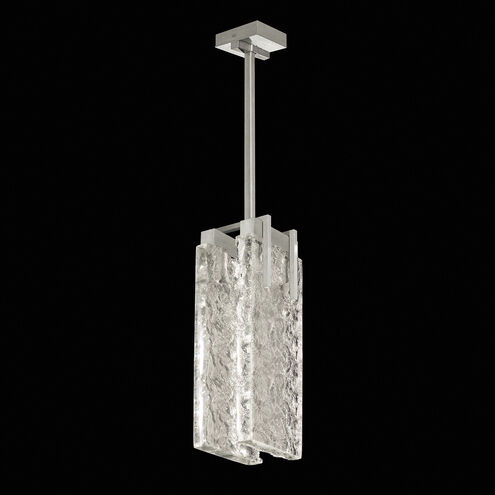 Terra LED 7.75 inch Silver Pendant Ceiling Light in Clear Studio Glass