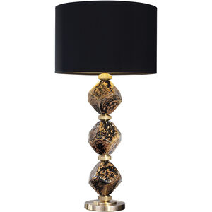 Natural Inspirations 30.5 inch 100 watt Black Table Lamp Portable Light in Black Studio Glass, Black Fabric