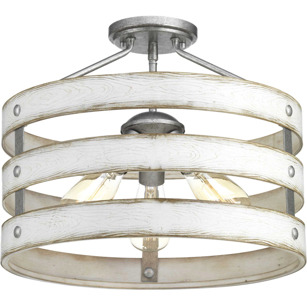 Camps Bay 3 Light 17 inch Galvanized Semi-Flush Mount Convertible Ceiling Light