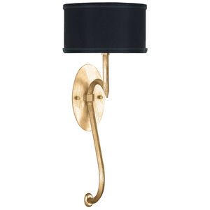 Allegretto 1 Light 8 inch Gold Leaf Sconce Wall Light in Black Fabric