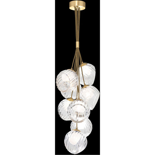 Nest 8 Light 16 inch Gold Pendant Ceiling Light in White Studio Glass