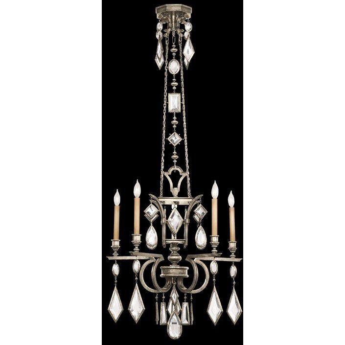 Encased Gems 5 Light 27 inch Silver Chandelier Ceiling Light in Clear Crystal