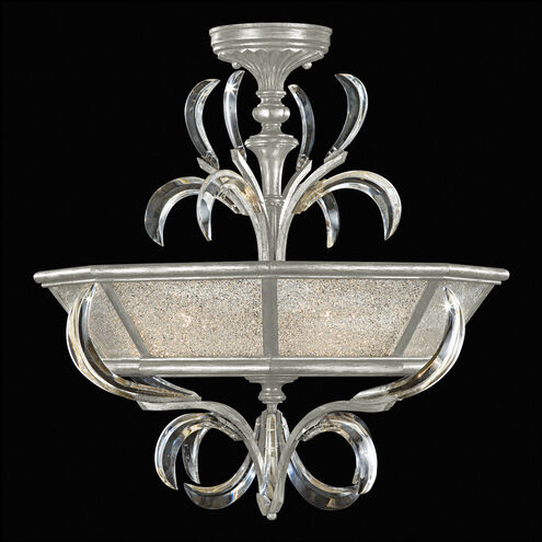Beveled Arcs 3 Light 26 inch Silver Leaf Semi-Flush Mount Ceiling Light