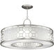 Allegretto 5 Light 48 inch Silver Pendant Ceiling Light in Silver Leaf, White Fabric