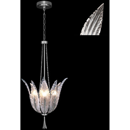 Plume 4 Light 17.5 inch Silver Pendant Ceiling Light in White Feathers Studio Glass