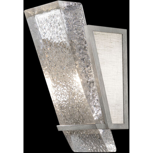 Crownstone Wall Sconce Wall Light in Silver, White Textured Linen