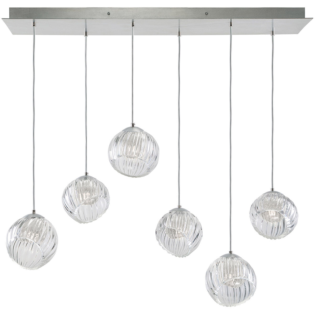 Nest Pendant Ceiling Light in Silver, Smokey Quartz Studio Glass