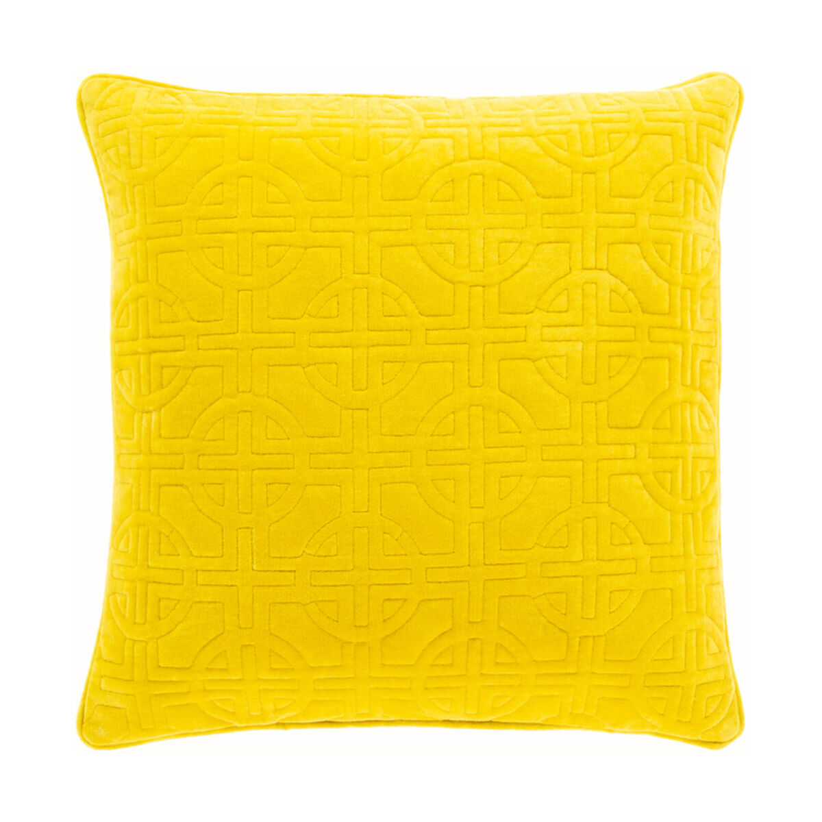 Quilted Cotton Velvet 18 X 18 inch Mustard Pillow Cover