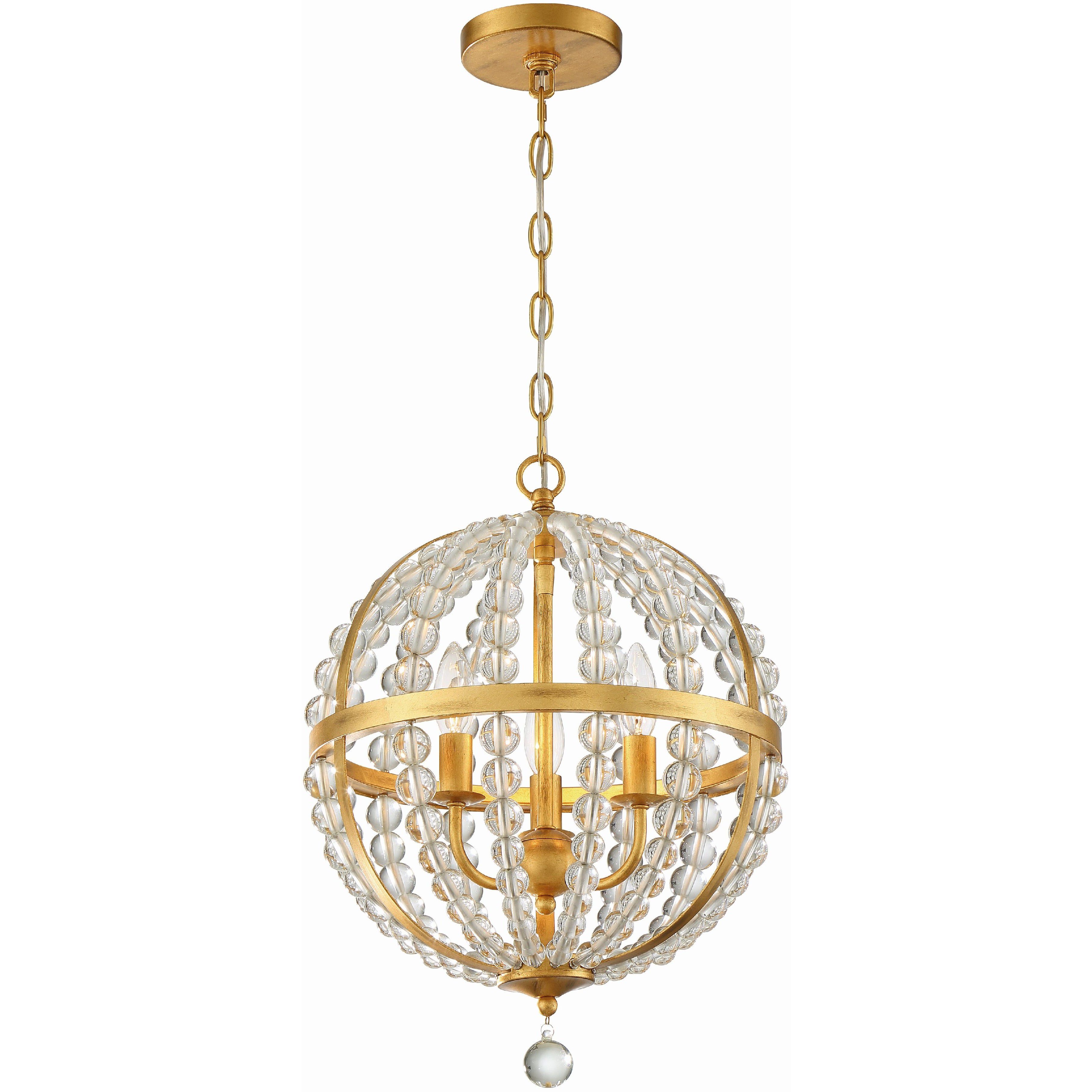 Roxy 3 Light 14 inch Antique Gold Mini Chandelier Ceiling Light