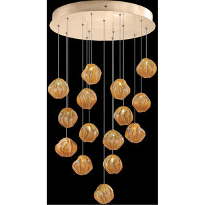 Vesta LED 21 inch Gold Pendant Ceiling Light in Amber Studio Glass