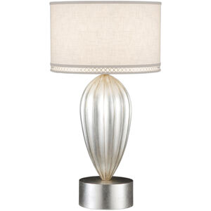 Allegretto 33 inch 150.00 watt Silver Table Lamp Portable Light in White Textured Linen