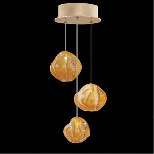 Vesta LED 9 inch Gold Pendant Ceiling Light in Amber Studio Glass