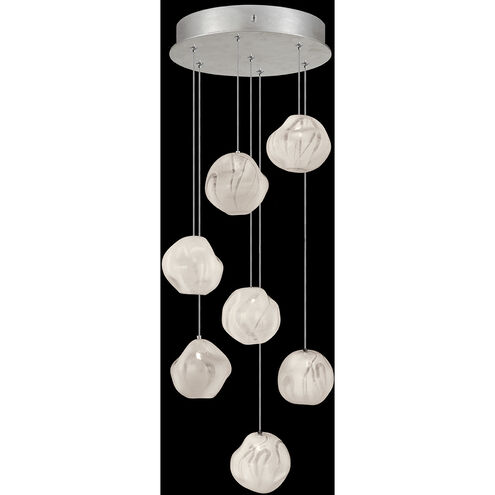 Vesta LED 14 inch Silver Pendant Ceiling Light in White Studio Glass