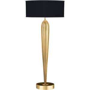Allegretto 33 inch Gold Leaf Table Lamp Portable Light in Black Fabric