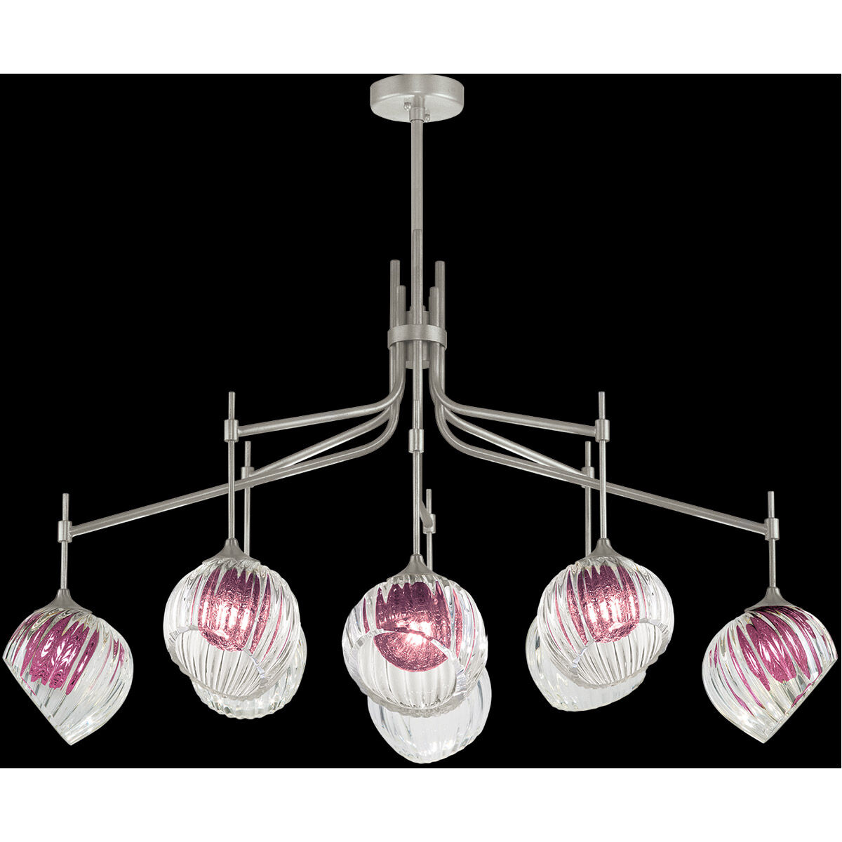 Nest Pendant Ceiling Light in Silver, Amethyst Studio Glass