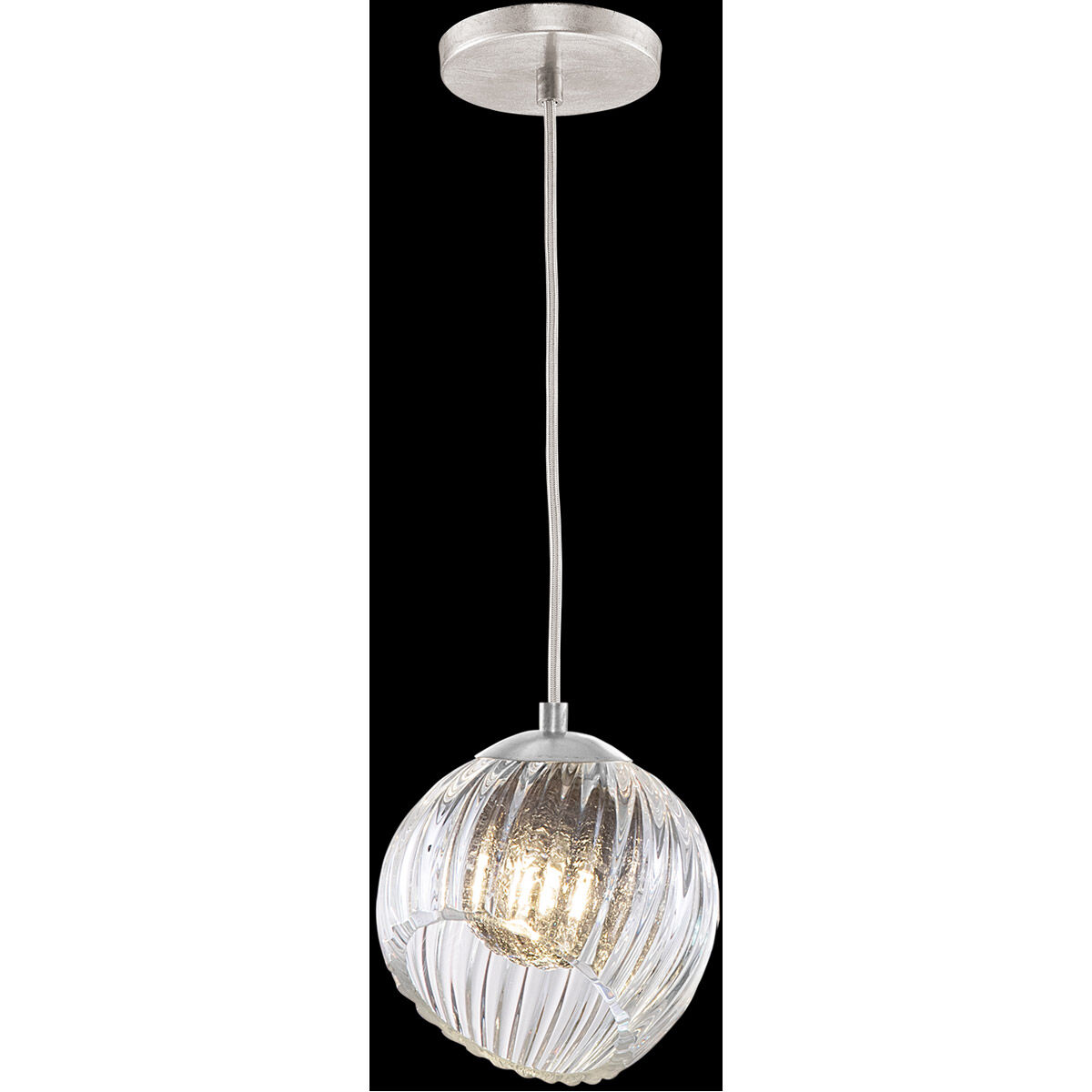 Nest Drop Light Ceiling Light in Silver, Smokey Quartz Studio Glass