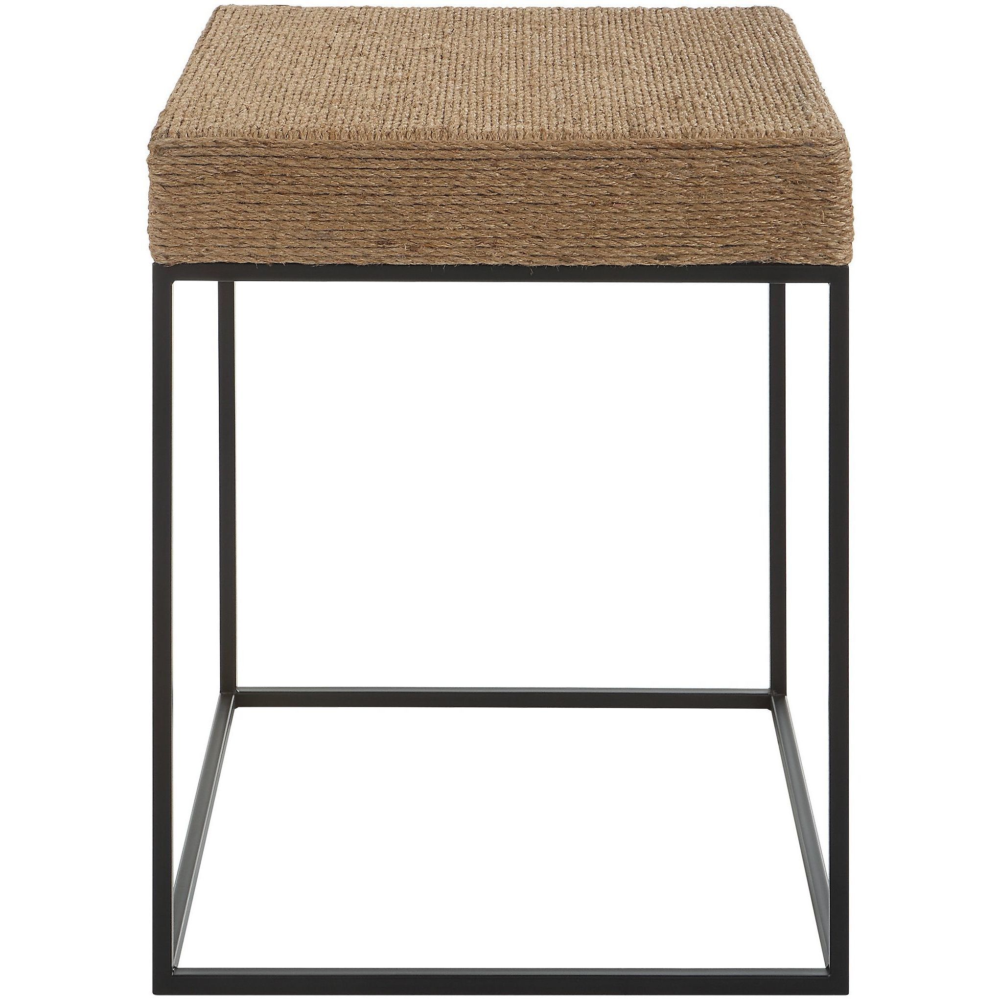 Laramie 24 X 18 inch Natural Braided Rope and Matte Black Accent Table