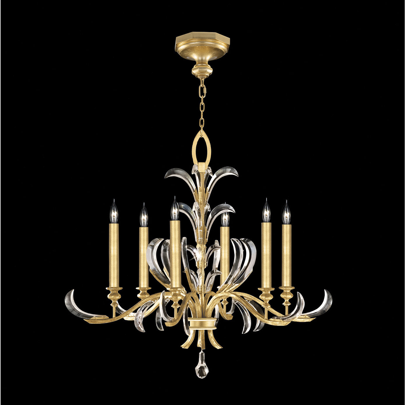 Beveled Arcs 6 Light 37 inch Gold Chandelier Ceiling Light
