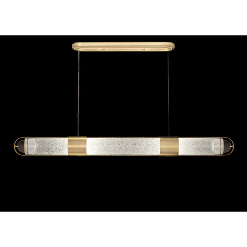 Bond LED 60 inch Gold Pendant Ceiling Light in Diamond Blanket Studio Glass