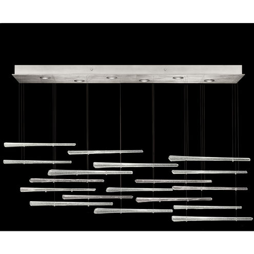 Elevate 6 Light 59 inch Silver Pendant Ceiling Light in Silver Leaf, Crystal Stardust Spires Studio Glass
