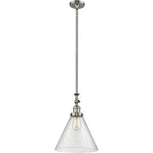 Franklin Restoration Cone 1 Light 12 inch Brushed Satin Nickel Mini Pendant Ceiling Light in Incandescent, Seedy, Franklin Restoration