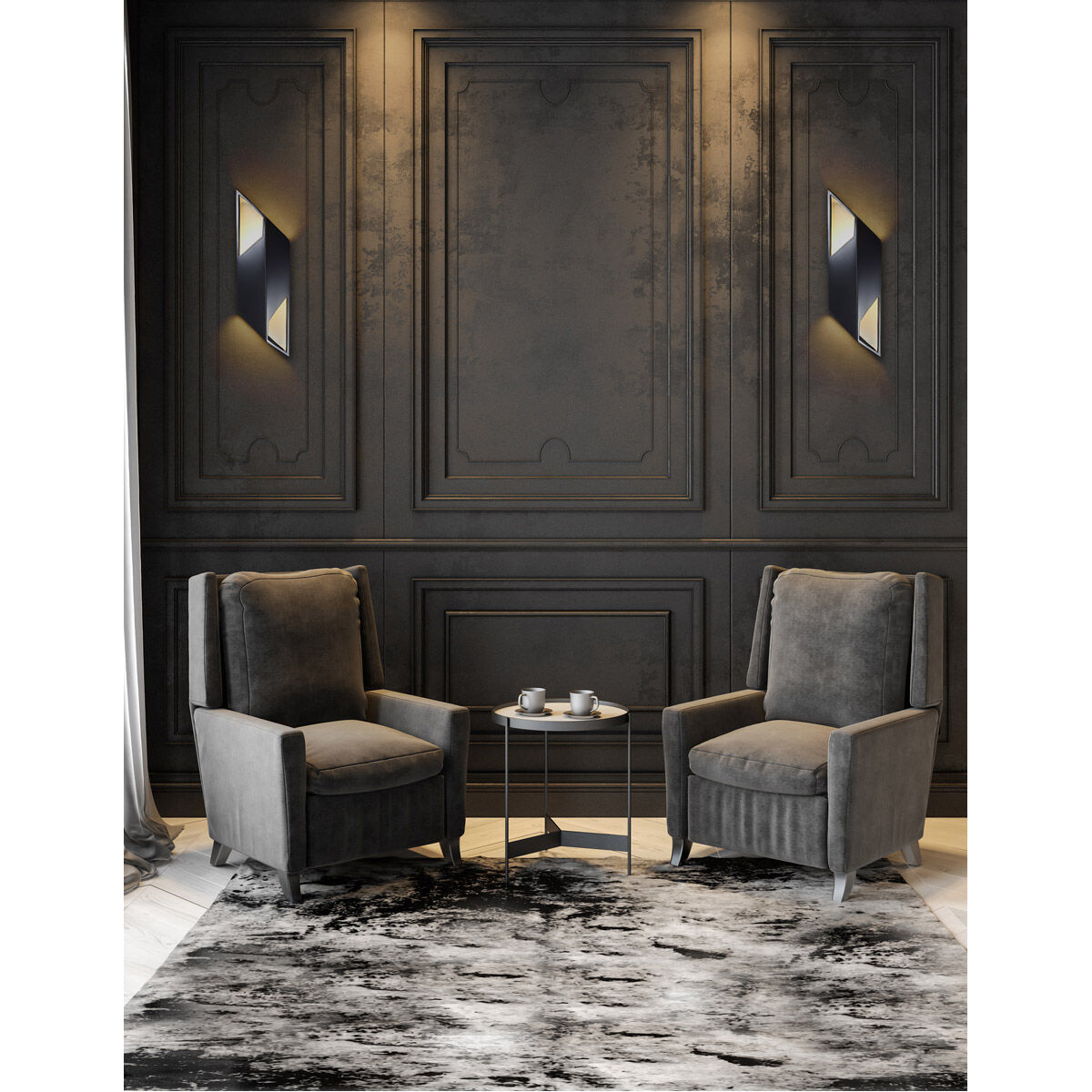 Ambiance LED 5.5 inch Gloss Black ADA Wall Sconce Wall Light, Rhomboid