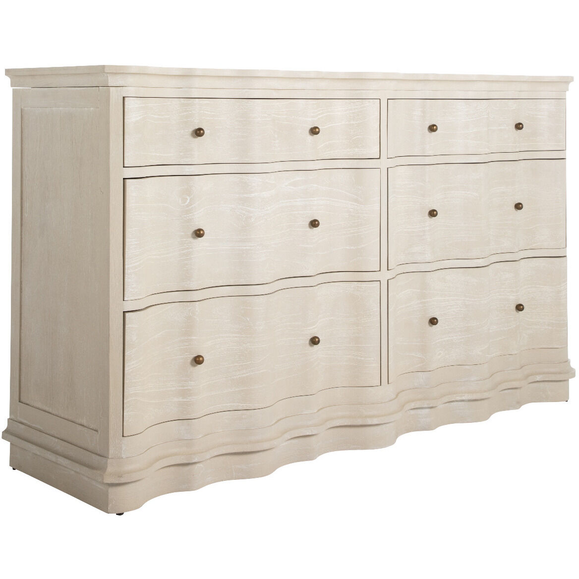Meredith Textured Cerused White / Stained Brass Dresser