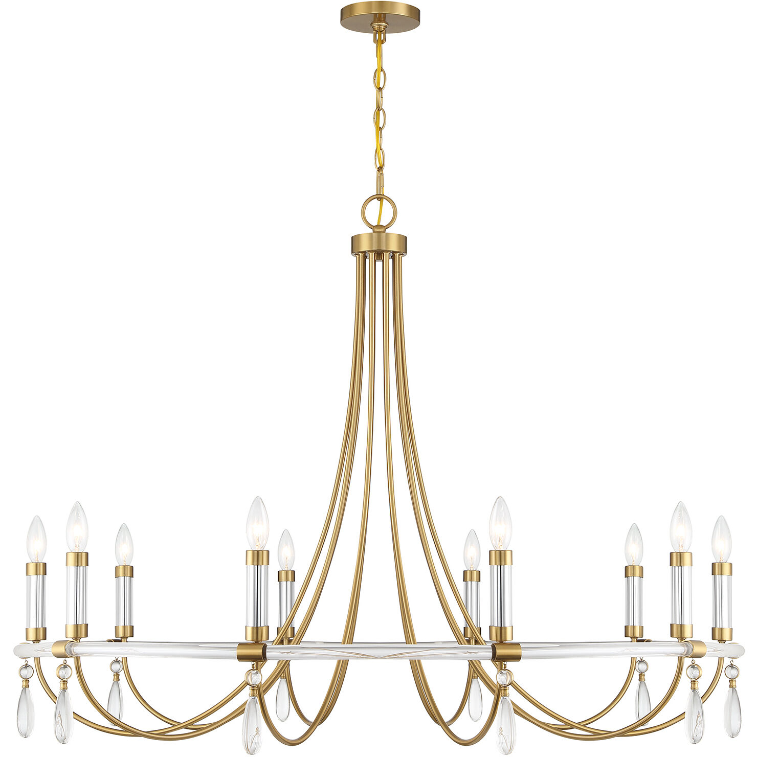 Mayfair 10 Light 45 inch Warm Brass with Chrome Accents Chandelier Ceiling Light
