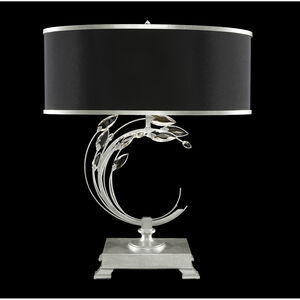 Crystal Laurel 31 inch 150 watt Silver Table Lamp Portable Light in Silver Leaf, Black Fabric