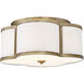 Traditional 3 Light 16 inch Natural Brass Flush Mount Ceiling Light