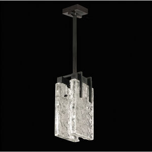 Terra LED 7.75 inch Black Pendant Ceiling Light in Clear Studio Glass