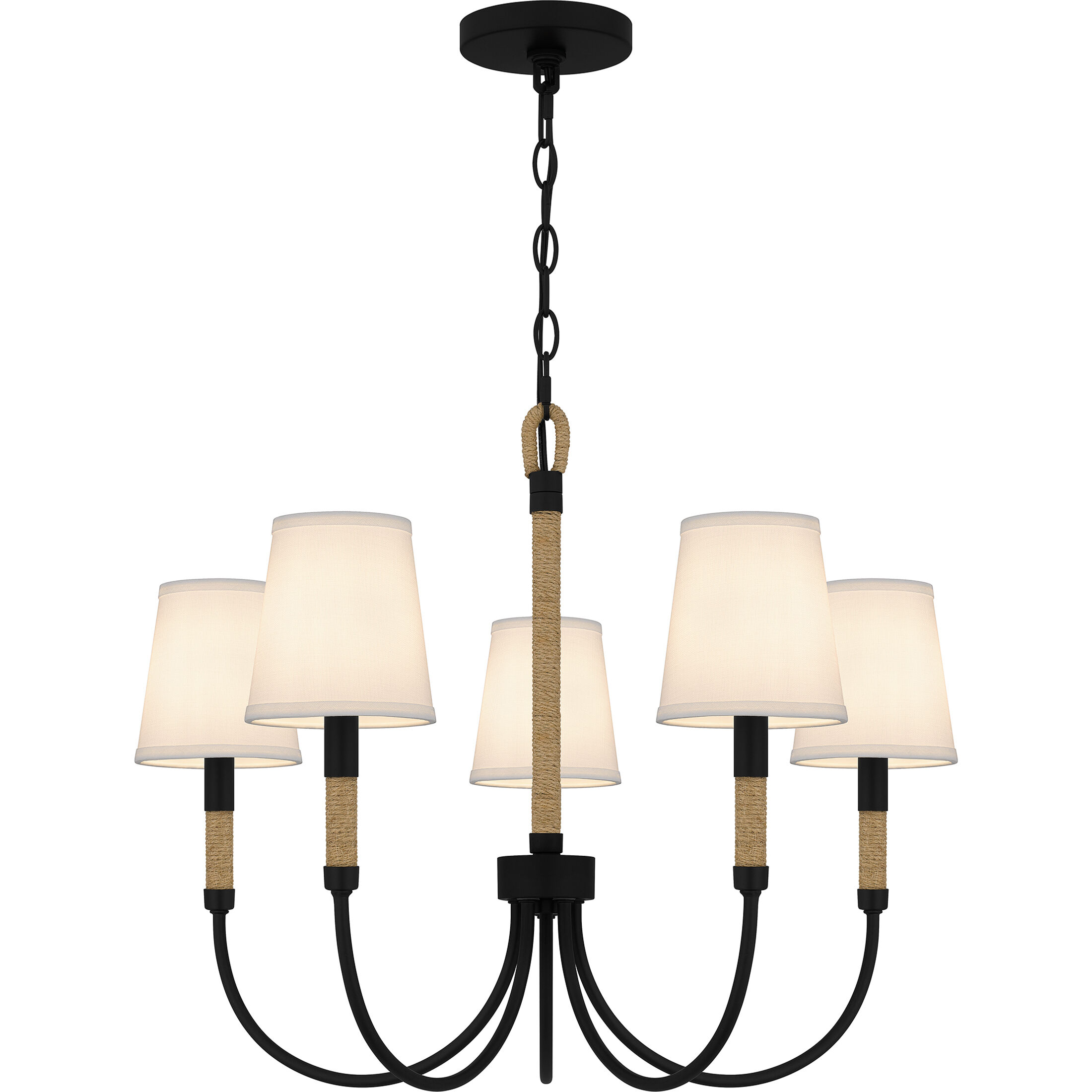 Bayside 5 Light 25 inch Matte Black Chandelier Ceiling Light